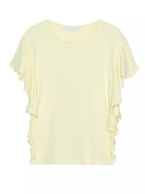 Zara NWT COTTON MODAL Light Yellow Ruffle Sleeve Women's Top